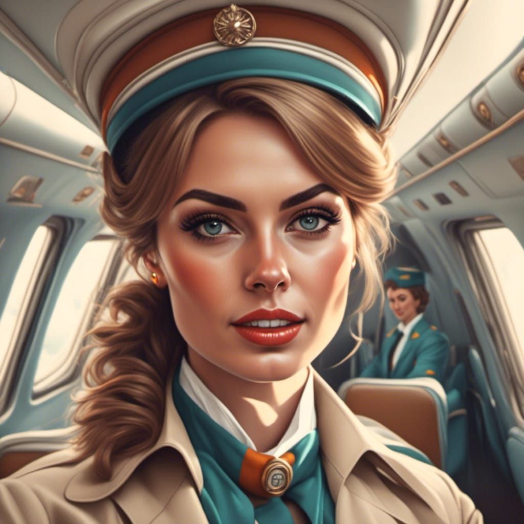 1970s Flight Attendant Portrait