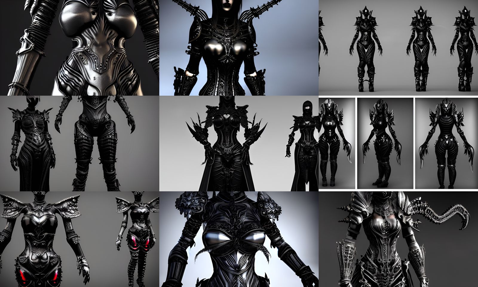 Dark Fantasy Female Armor Set in Gothic Style