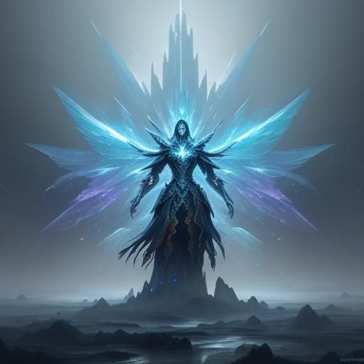 Crystalline Sprite in Iridescent Mist, Fantasy Art