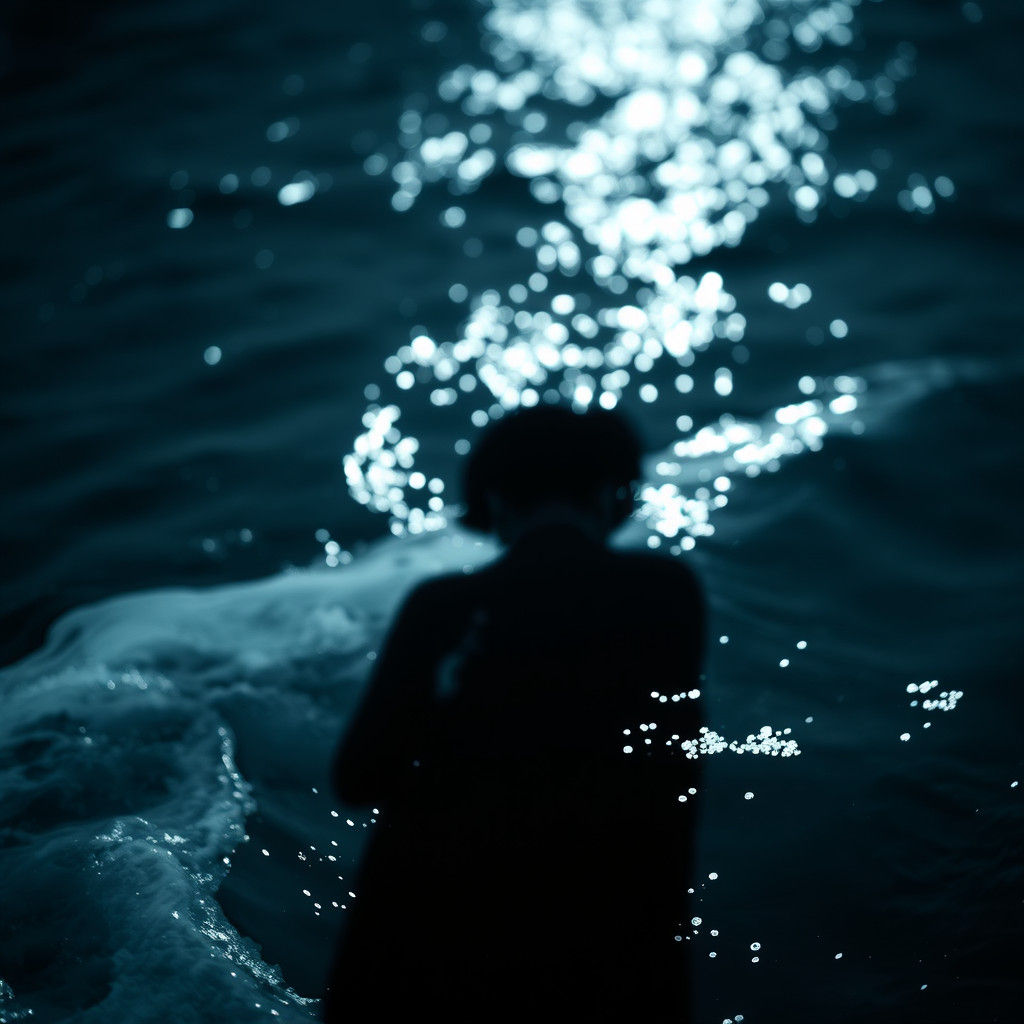 Ethereal Sea Merge: Night Photography with Bokeh