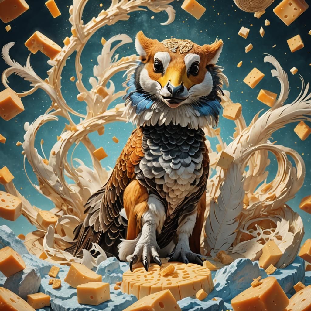 Goose King on Cheese Throne: Fantasy Concept Art