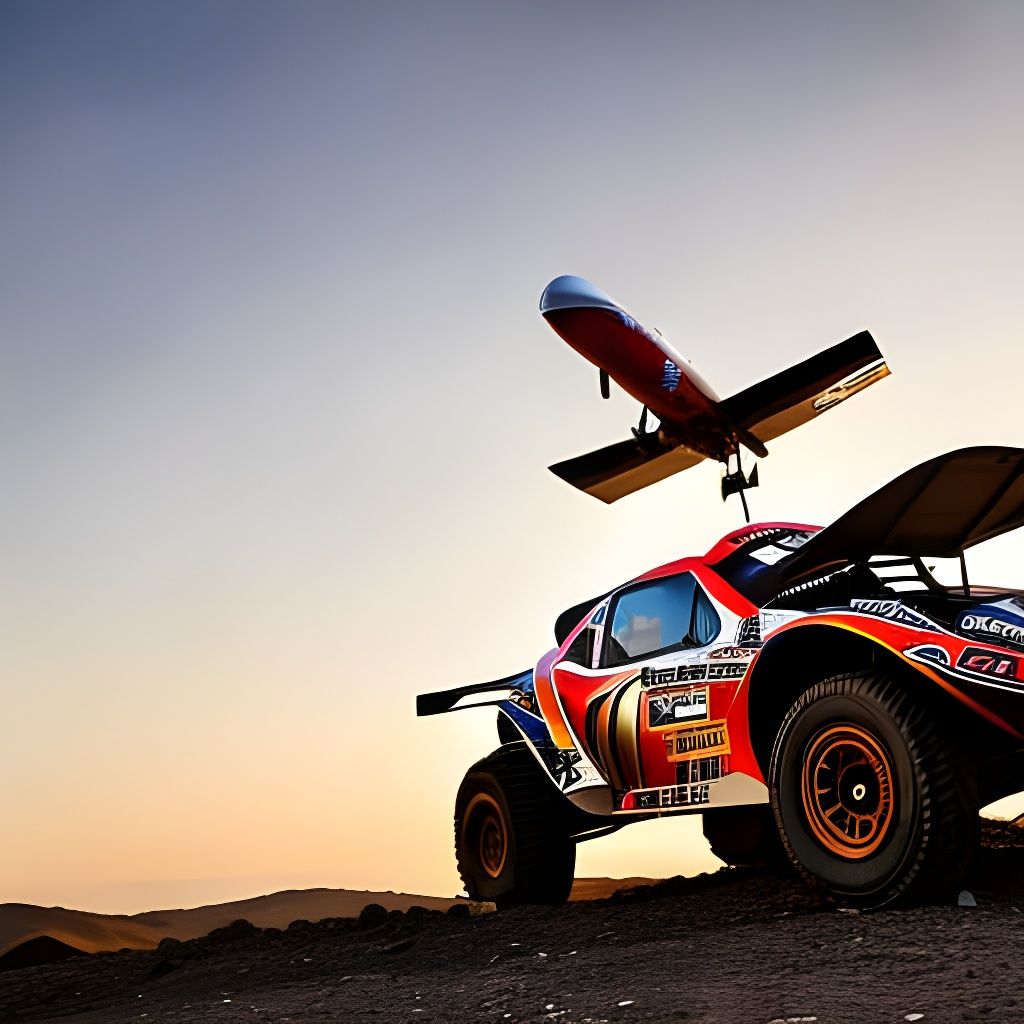 Dakar Rally Racer at Sunset in Graffiti Art