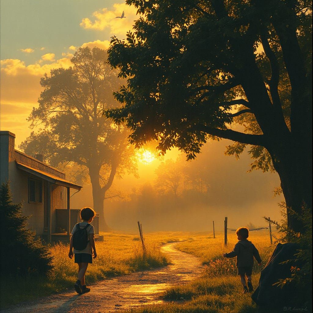Dreamy Childhood Memories in Golden Light