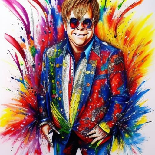 Colorful Graffiti Art of Elton John
