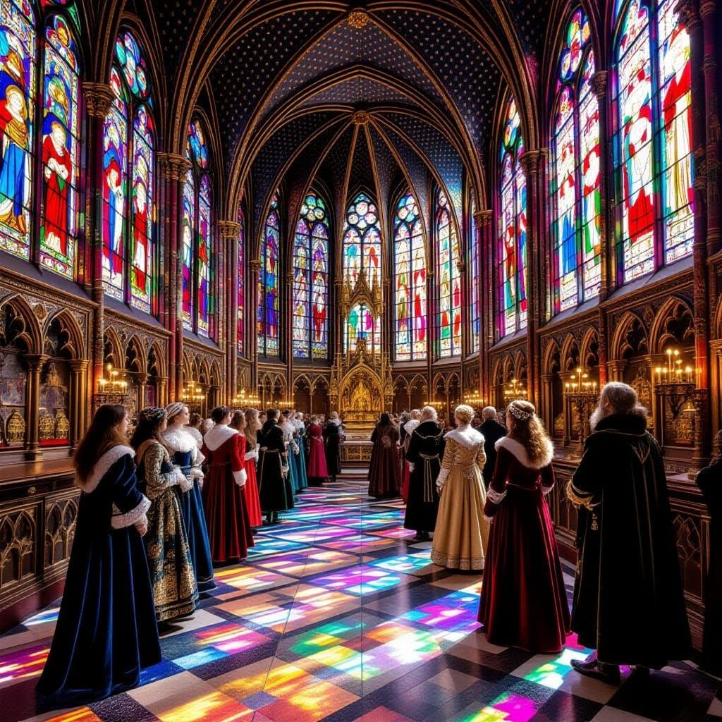 Medieval Gathering in Sainte Chapelle's Radiant Light