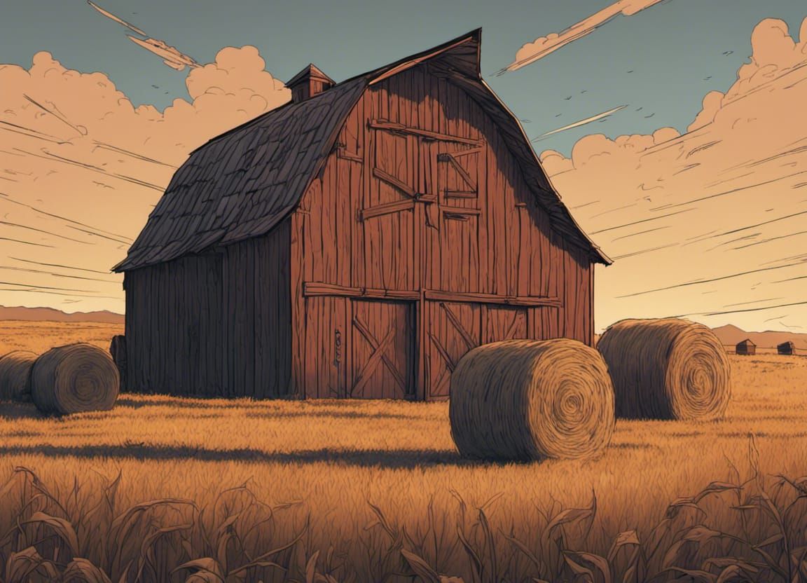 Hay Rolls Coloring Page: Detailed Matte Painting