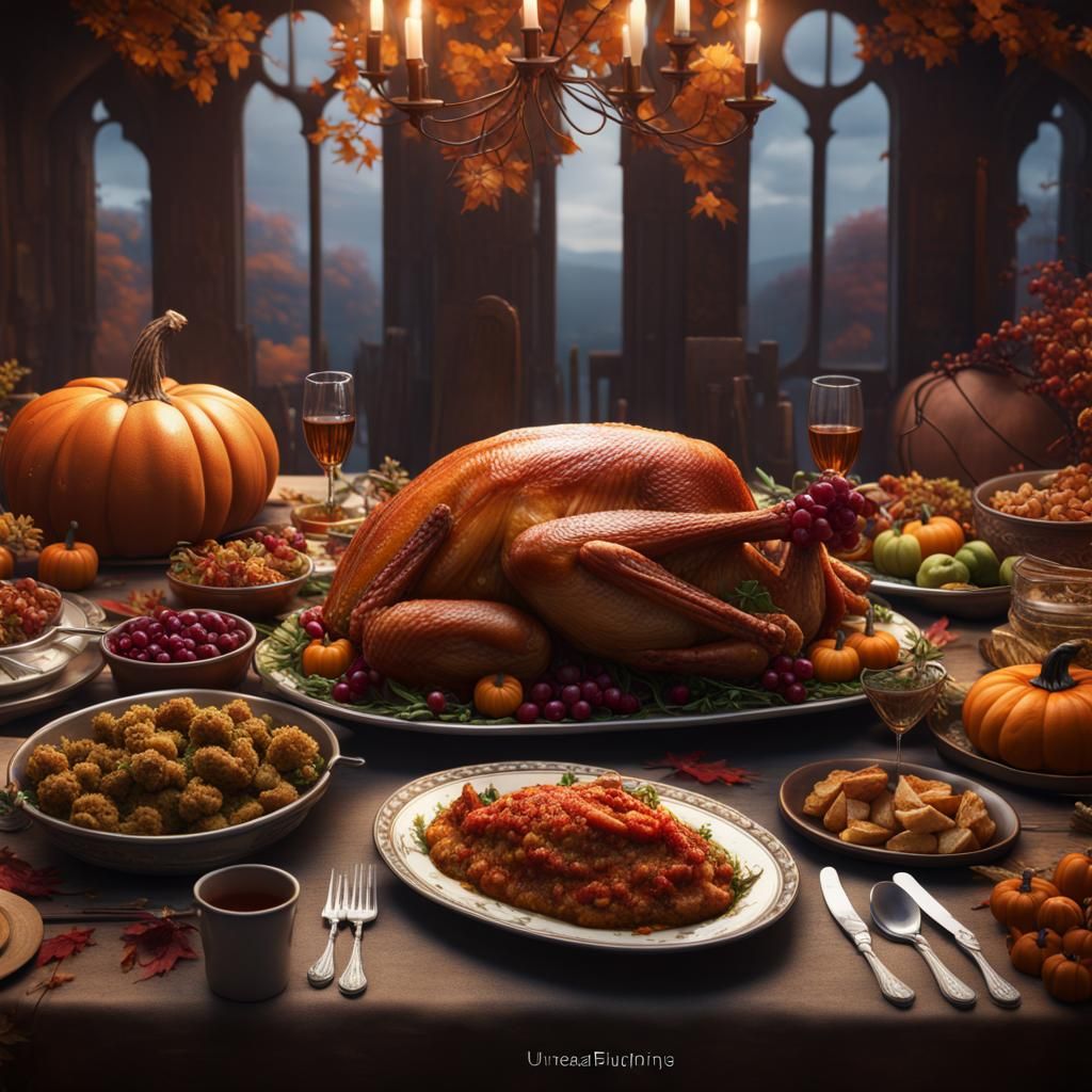 Detailed Thanksgiving Dinner Matte Painting