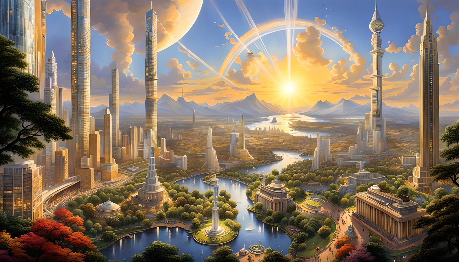 Utopian Cityscape: Advanced Tech and Nature