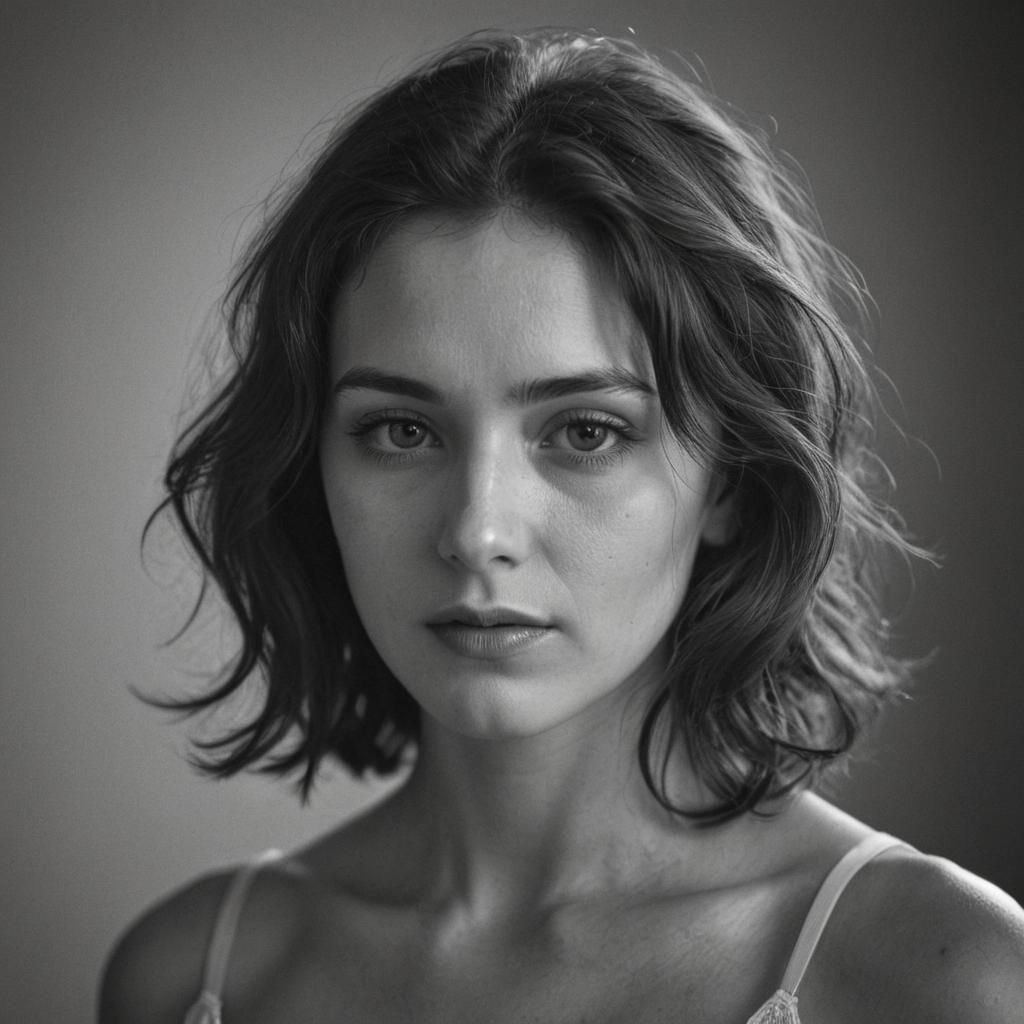 Monochrome Portrait with Strong Chiaroscuro