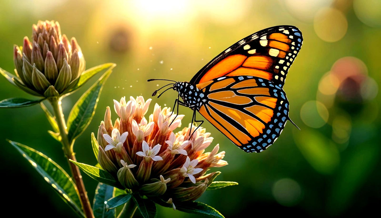 A Monarch Butterfly and a milkweed.