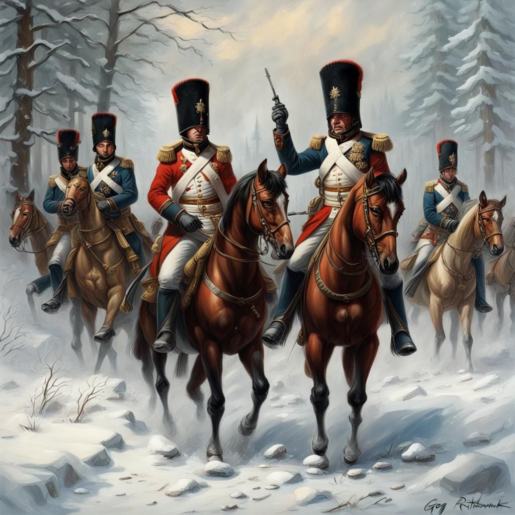 Napoleon's Troops in Russia: A Hyperrealistic Depiction