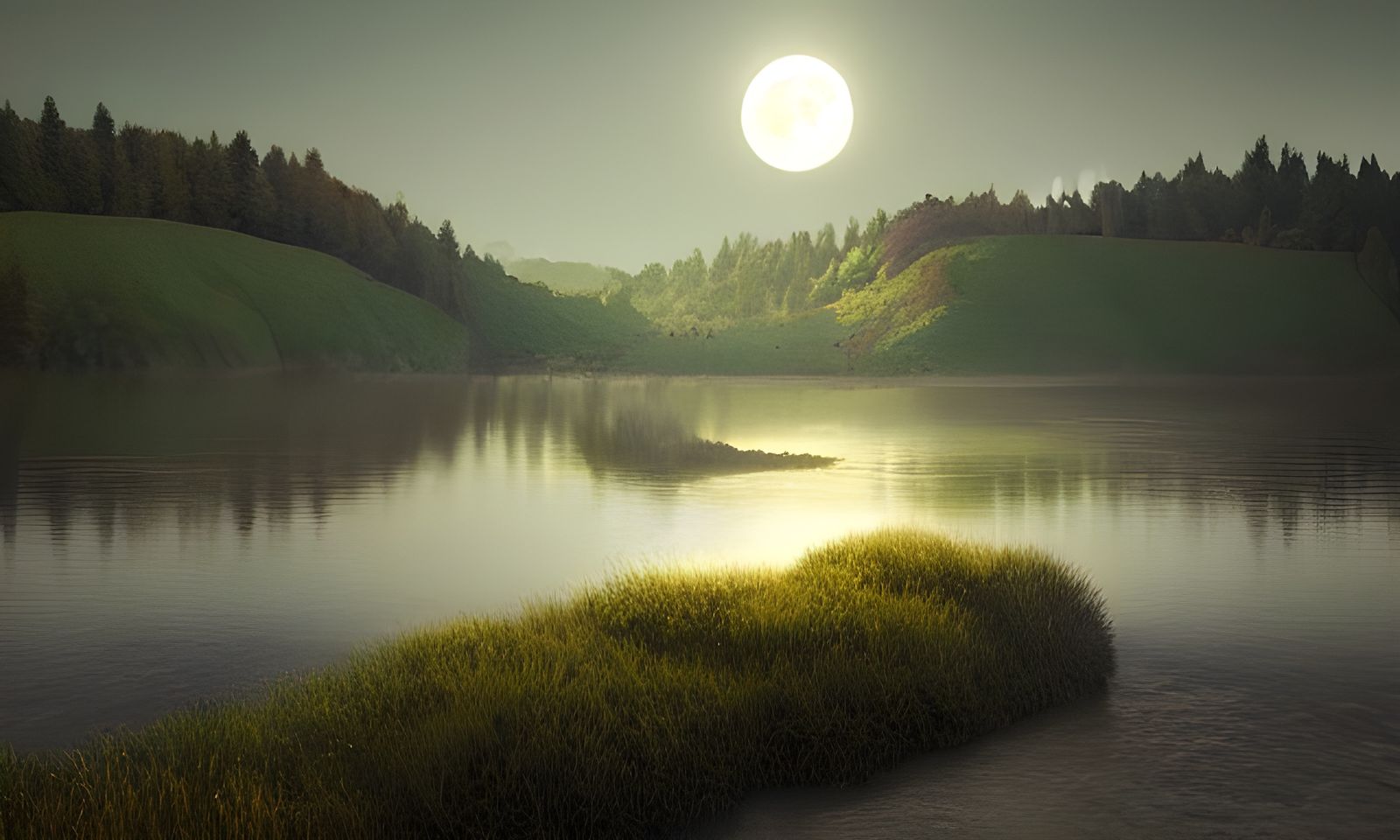 Moonlit Fantasy Landscape in Hyperrealistic Style