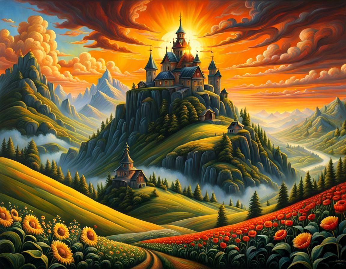 Surreal Sunrise Landscape with Rich Detail