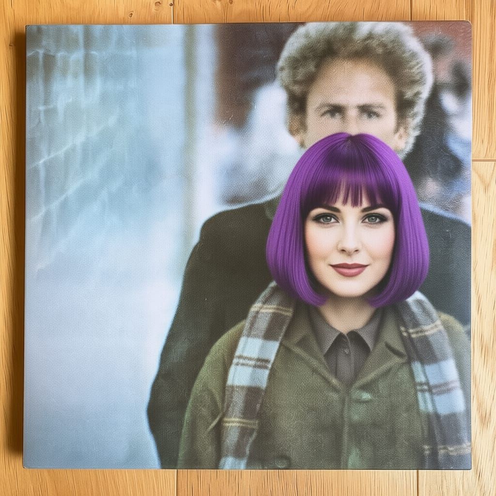 Woman with Purple Bob Hairstyle, Digital Art