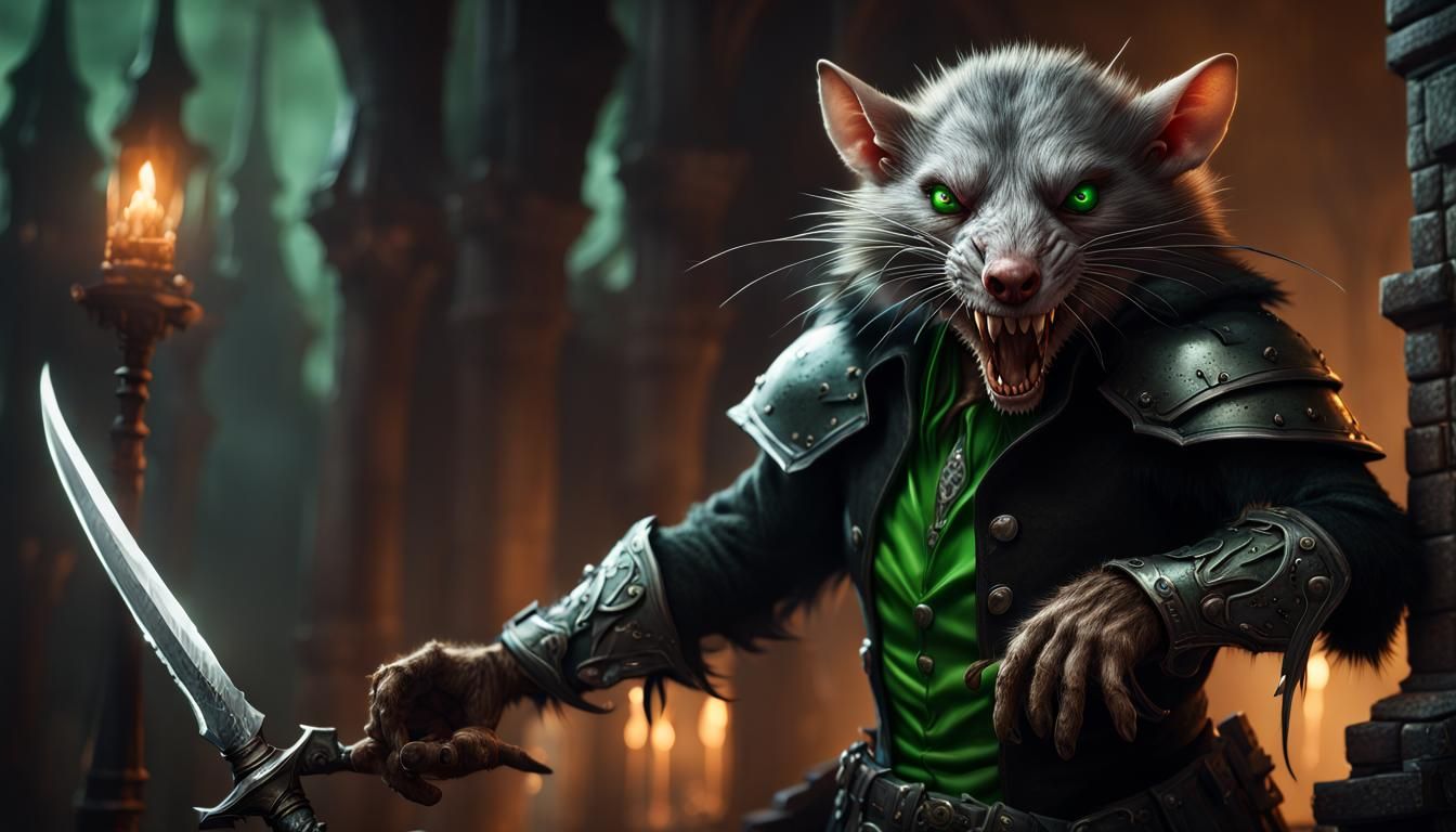 Evil Wererat Warrior with Poisoned Dagger