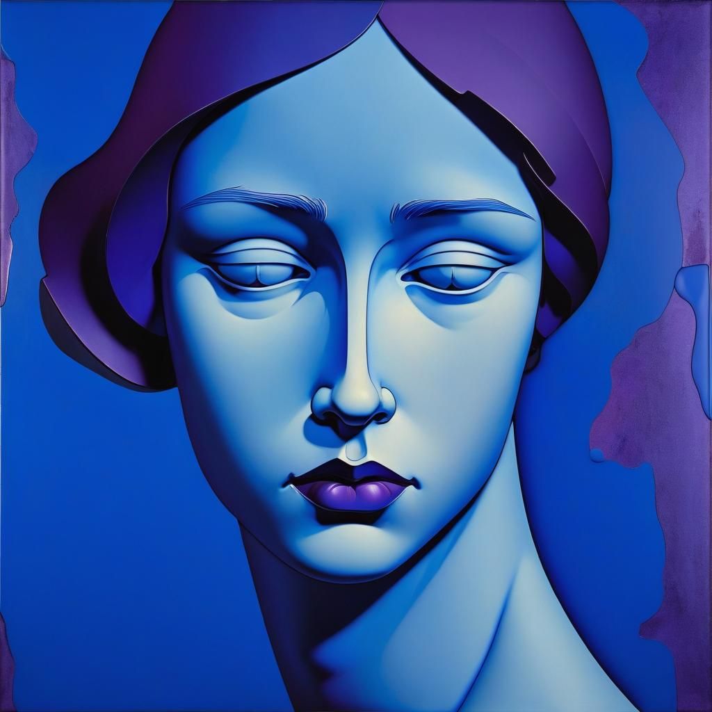 Blue Portrait in Rich, Abstract Expressionism