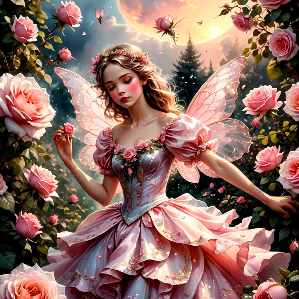 Pink Rose Fairy Generated by AI