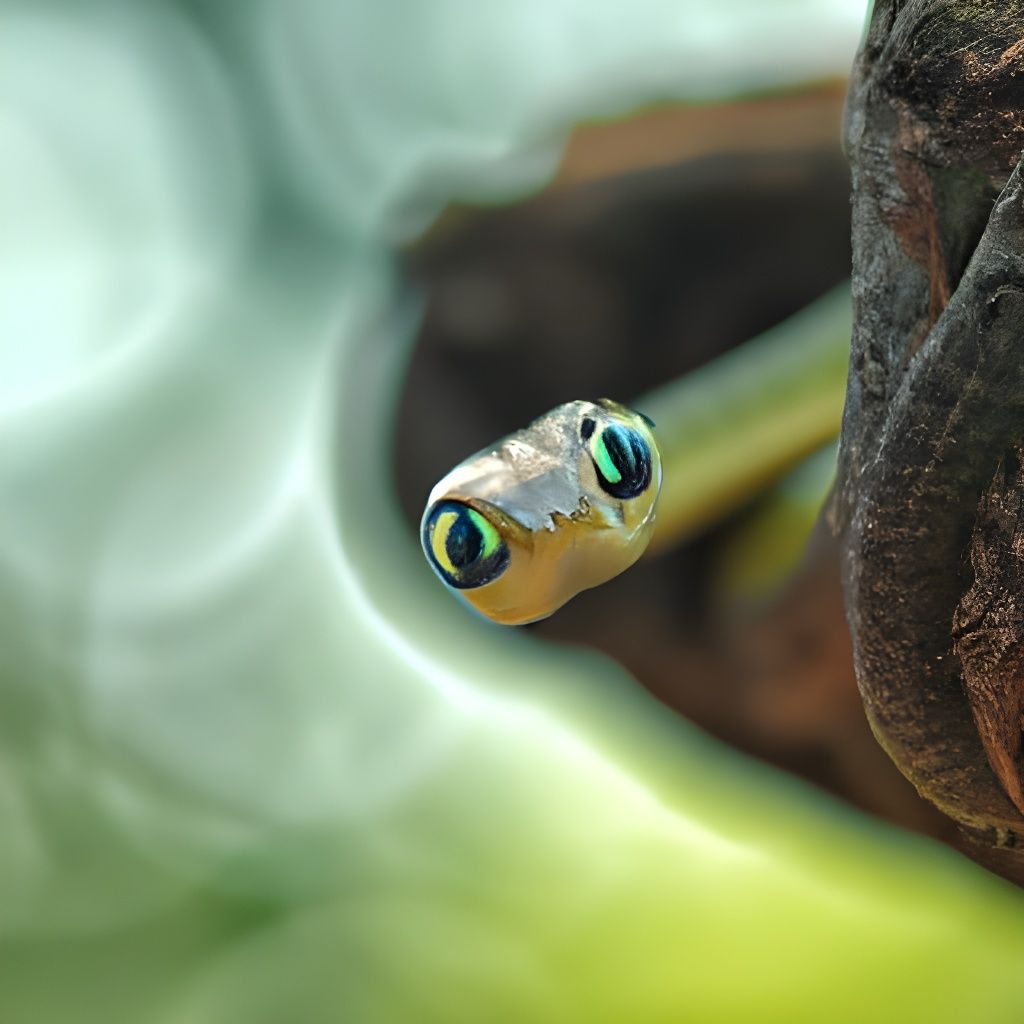 Macro Photograph of Boomslang Snake in Tree