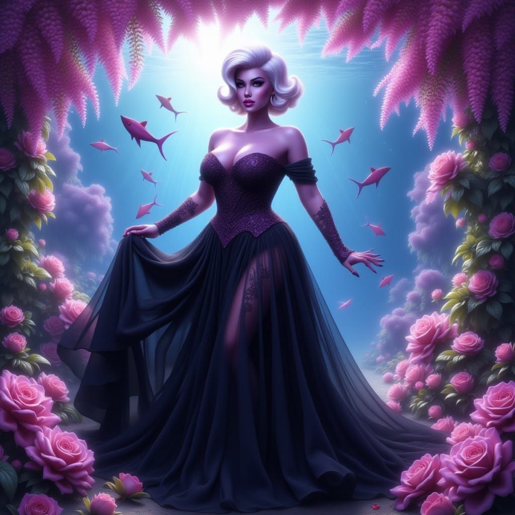 Confident Plus-Sized Pin-Up Goddess in Vintage Wedding Gown