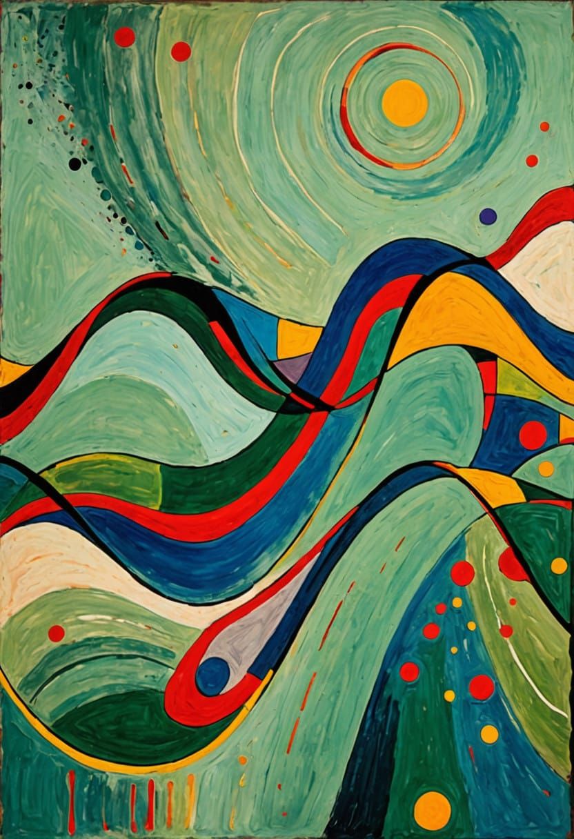 Vibrant Abstract Art Inspired by Miro's Surrealist Style