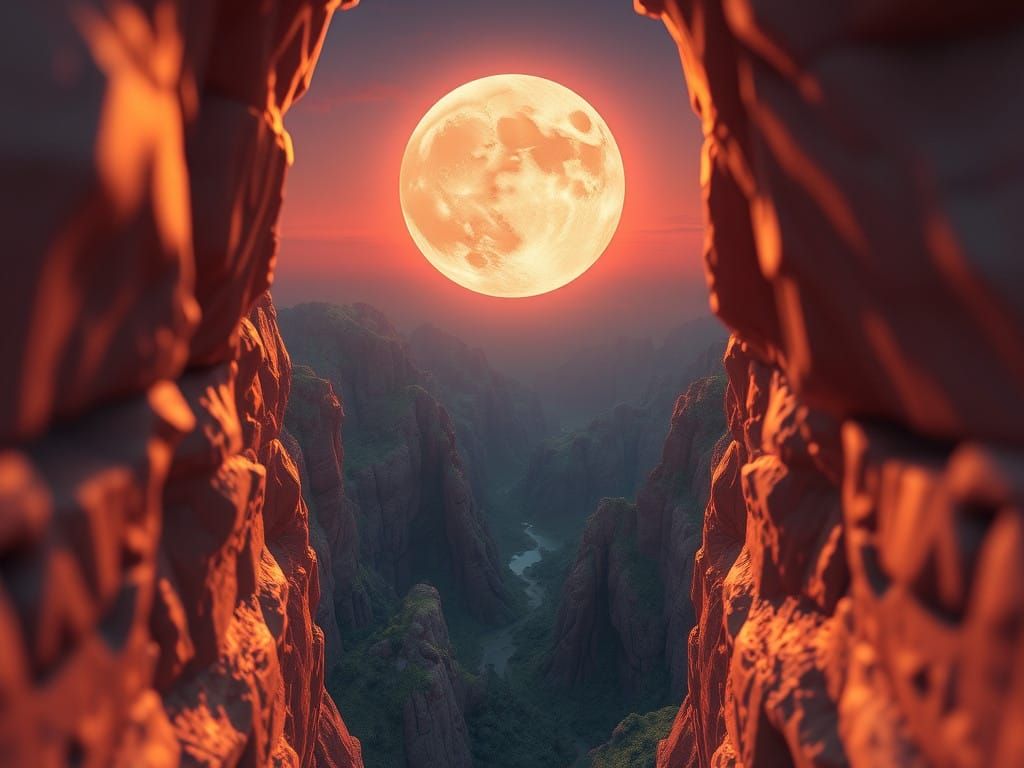 Ethereal Sunset Moonscape in Ultraminimalistic Style