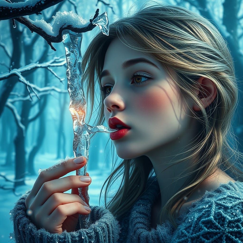 Frozen Forest Siren Licks Icicle