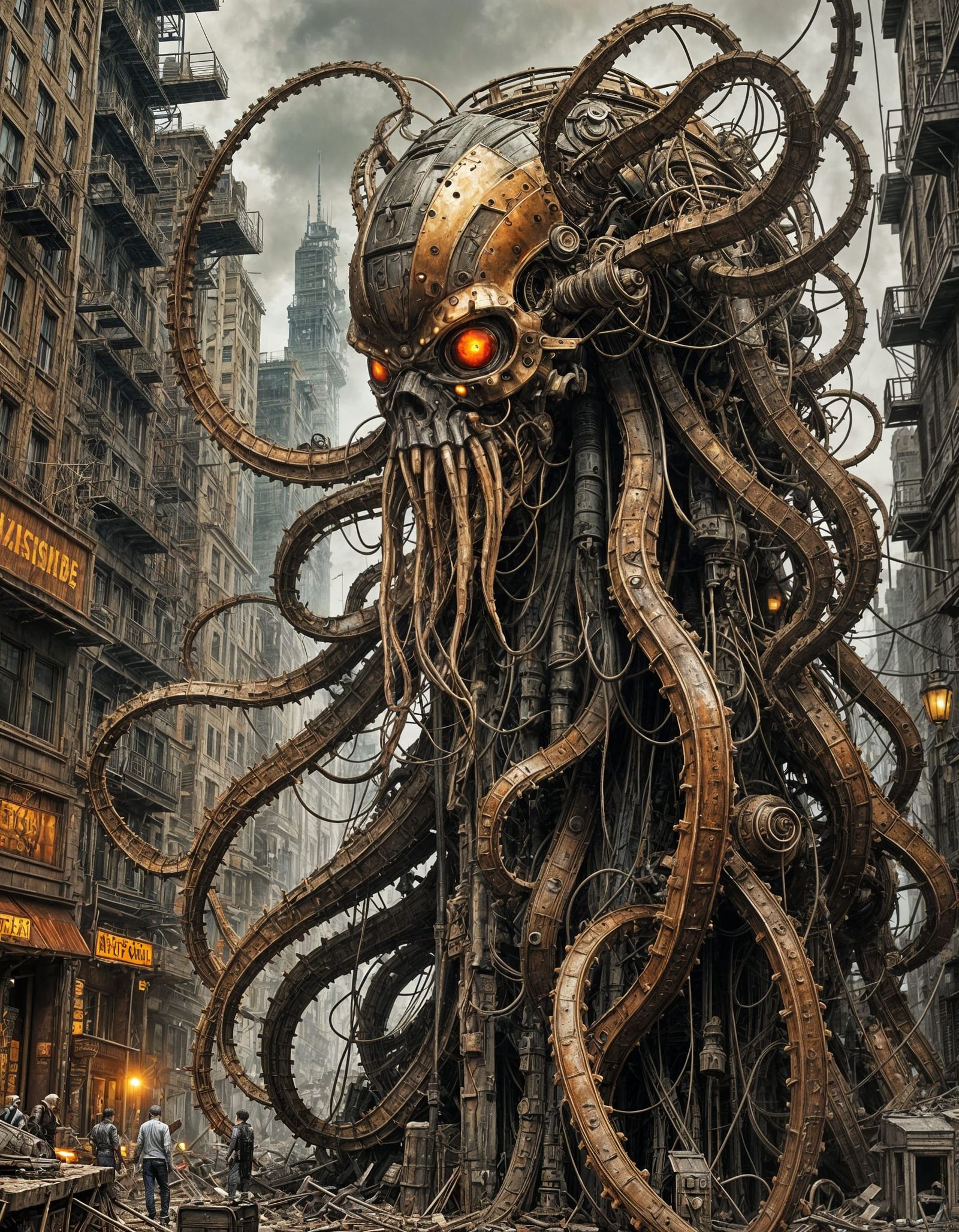 Apocalyptic Robot Head Rises: Digital Art