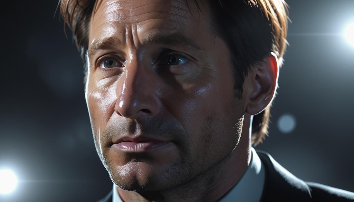 Intense Close-Up: Man Gazing into White Light