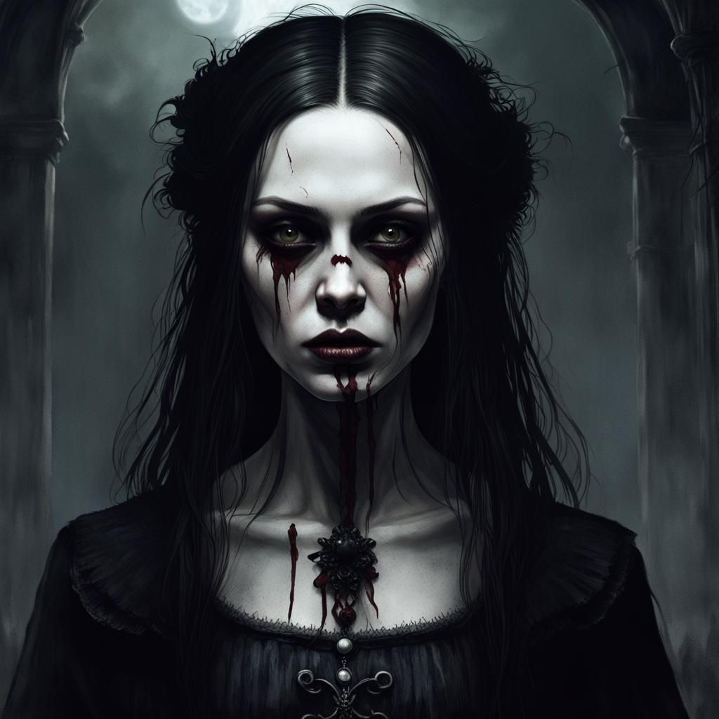 Terrifying Gothic Woman: A Nightmarish Portrait