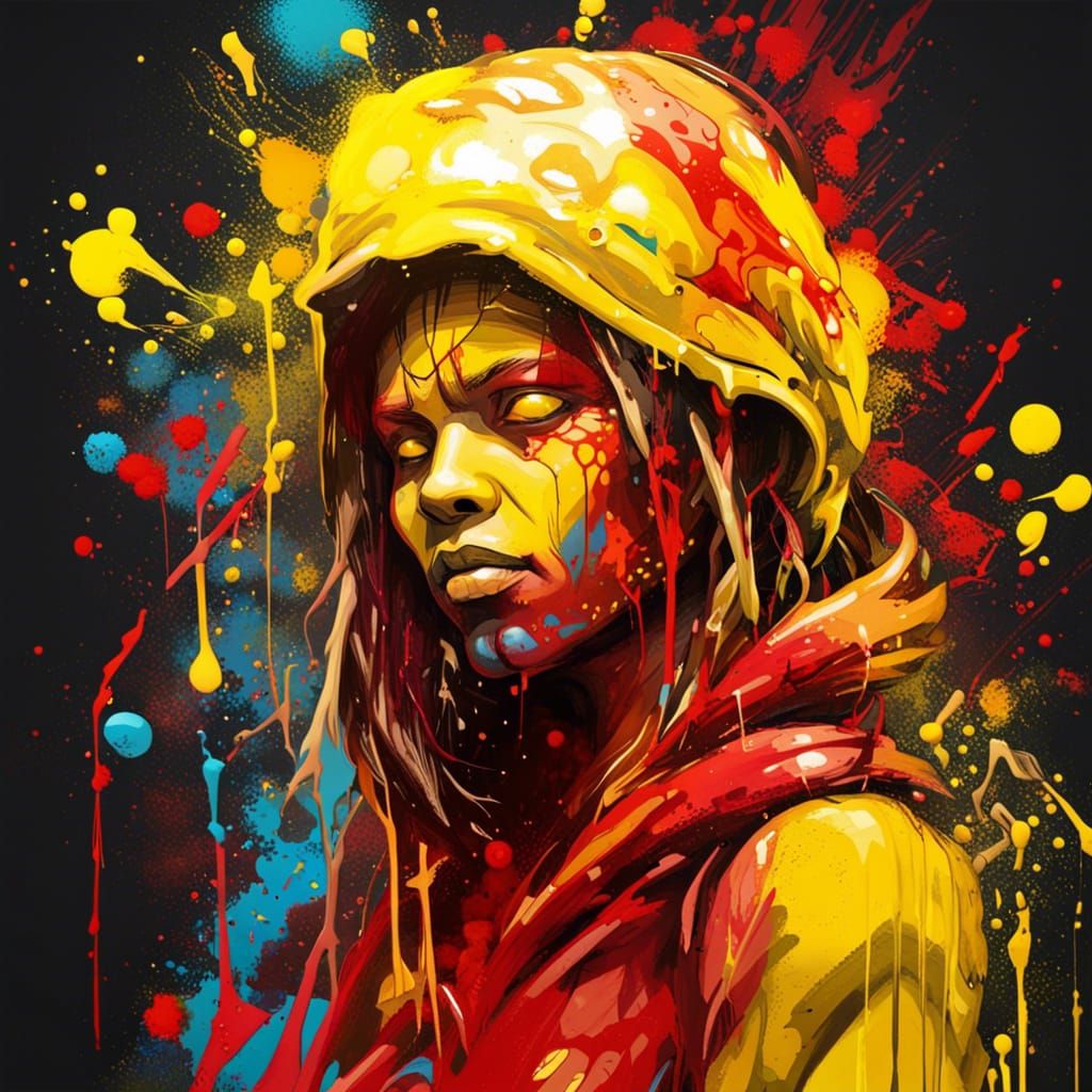Polychromatic Halo Avatar in Graffiti Art Style