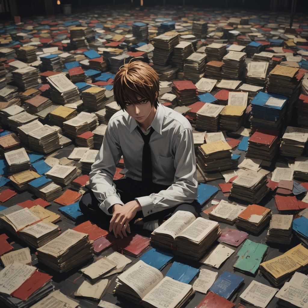 Dramatic Death Note in Noir Style, 3D Anime Art