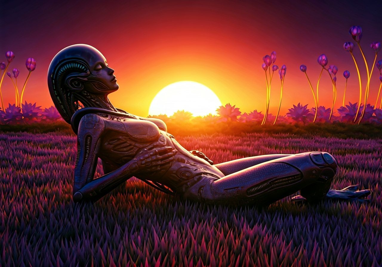 Alien Xenomorph Hybrid Under Binary Sunset