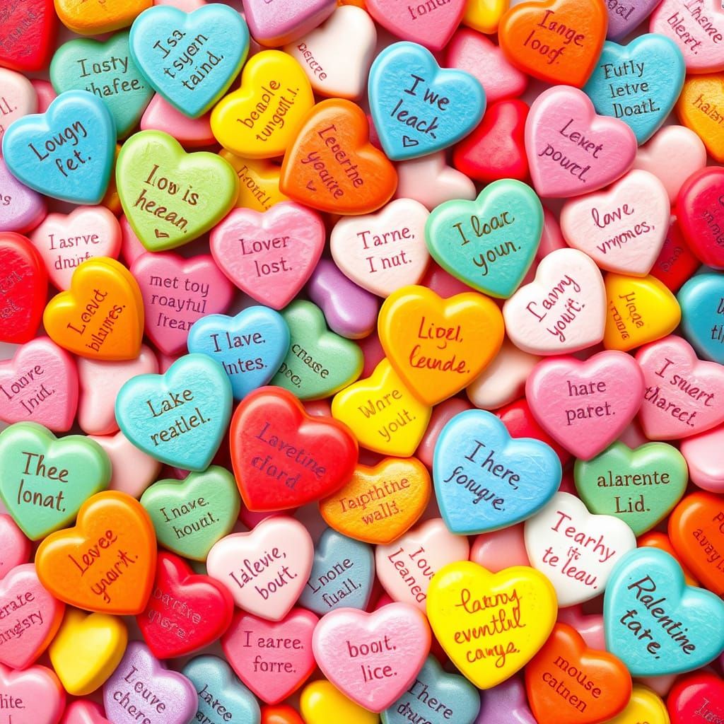 Whimsical Candy Heart Wonderland in Vibrant Hues