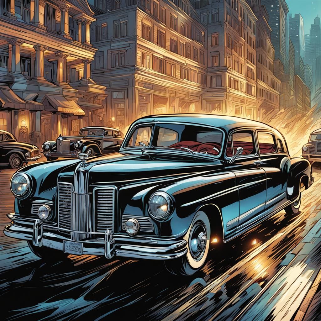 Rich Man in Exquisite Car: Comic Book Art