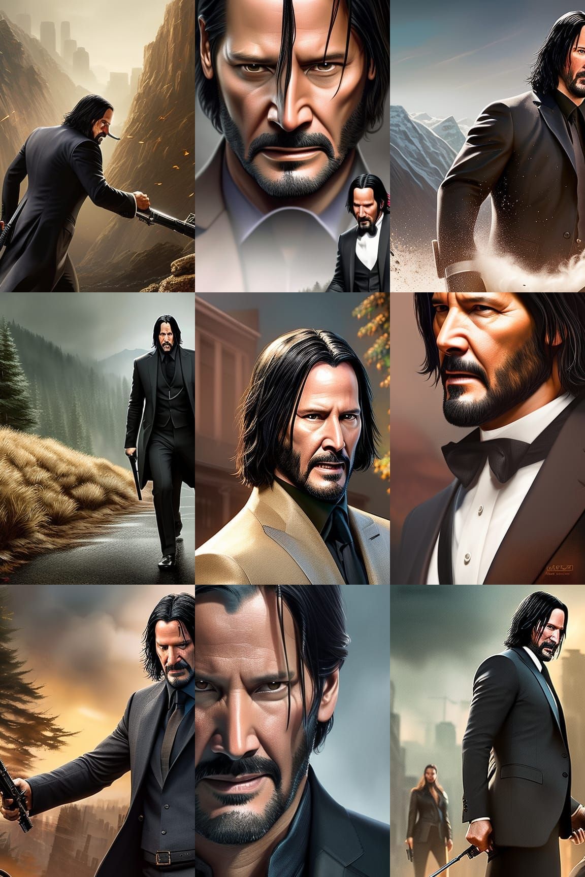 Detailed Digital Painting of John Wick in 4K