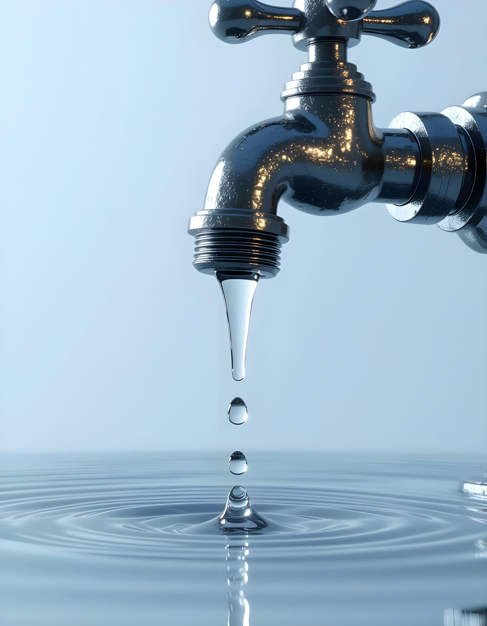 Futuristic Golem Drinks from Dripping Faucet in 8K