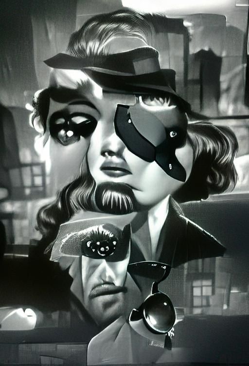 Eyepatch Portrait in Film Noir Style