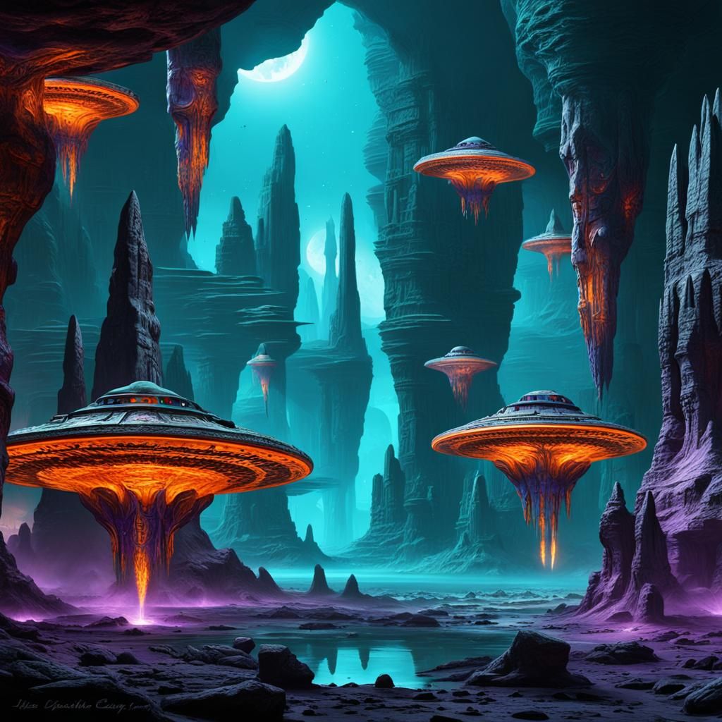 Spaceships Invade Alien World: Lifelike Photo