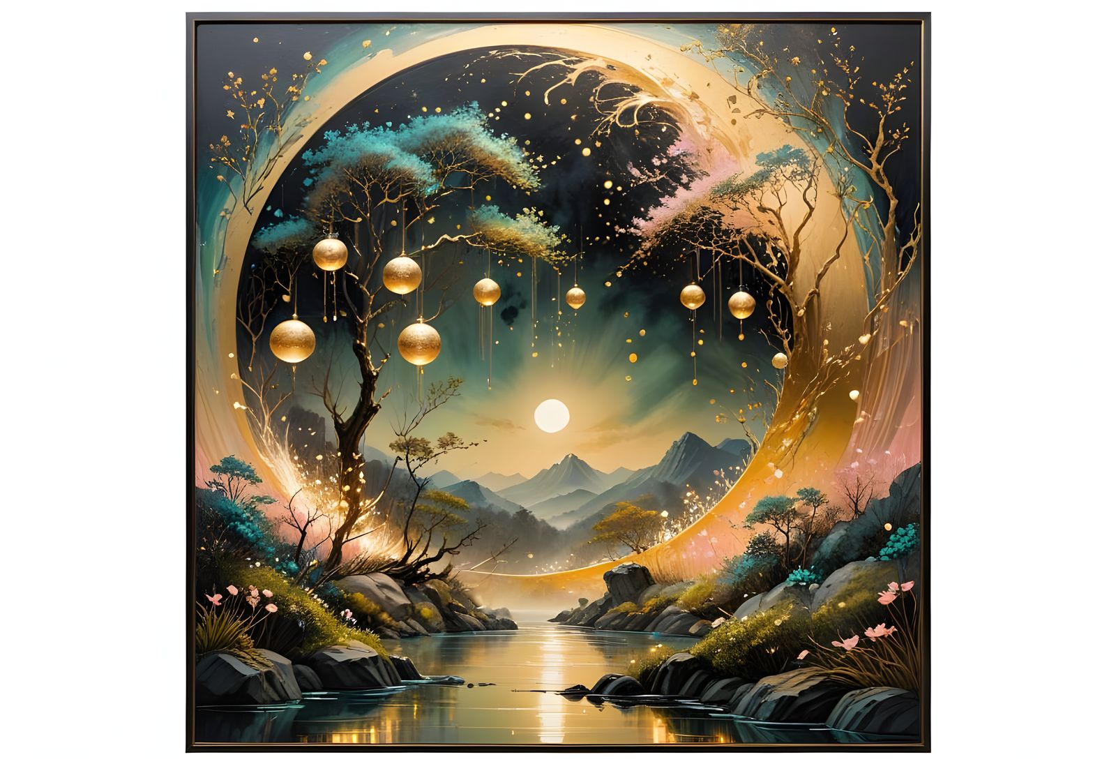 Divine Justice Miracle in Mystical Bioluminescent Landscape