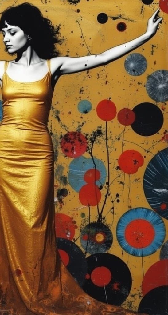 Golden Woman in Ecstatic Swirls of Color and Light