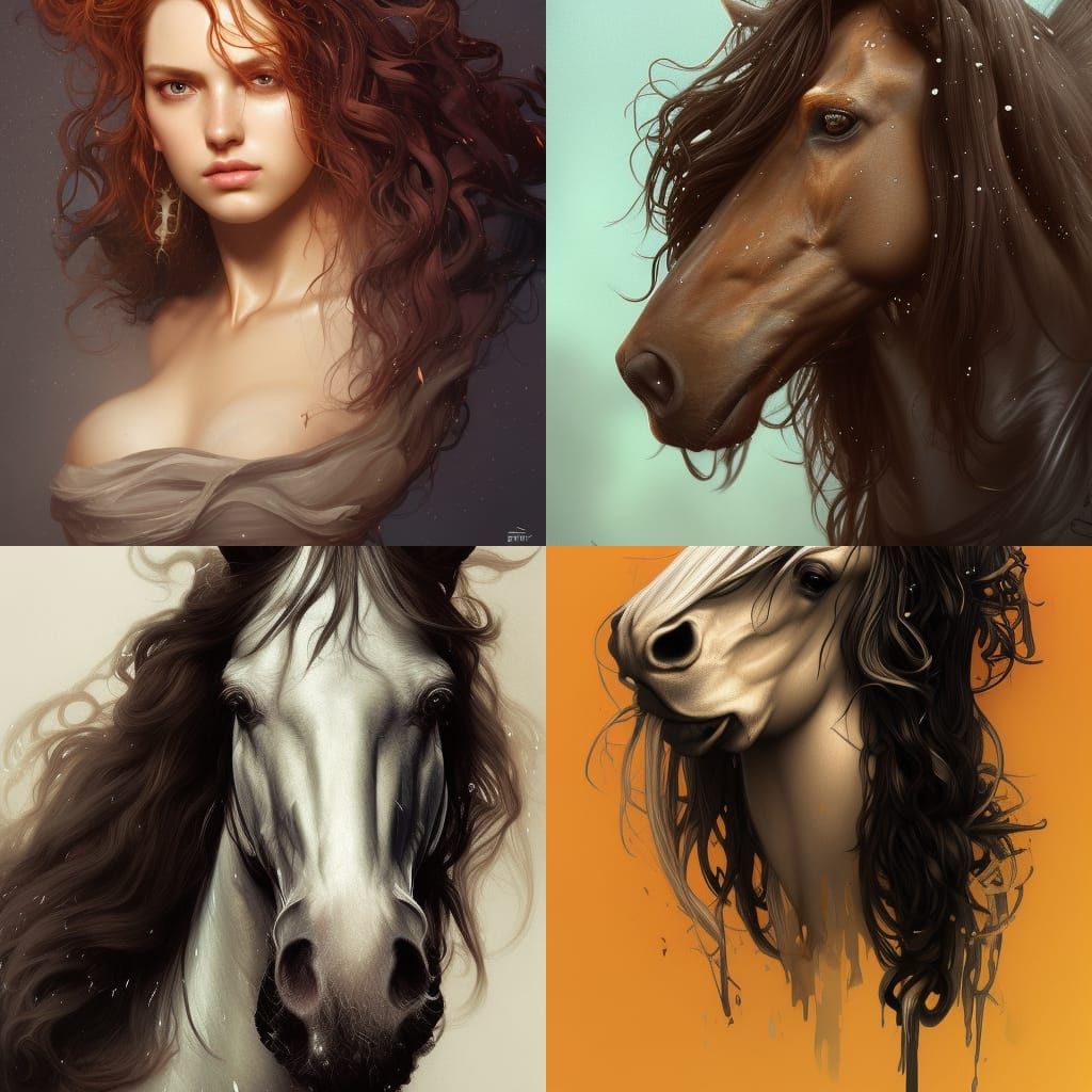 Majestic Friesian Horse Portrait in Hyperdetailed Style