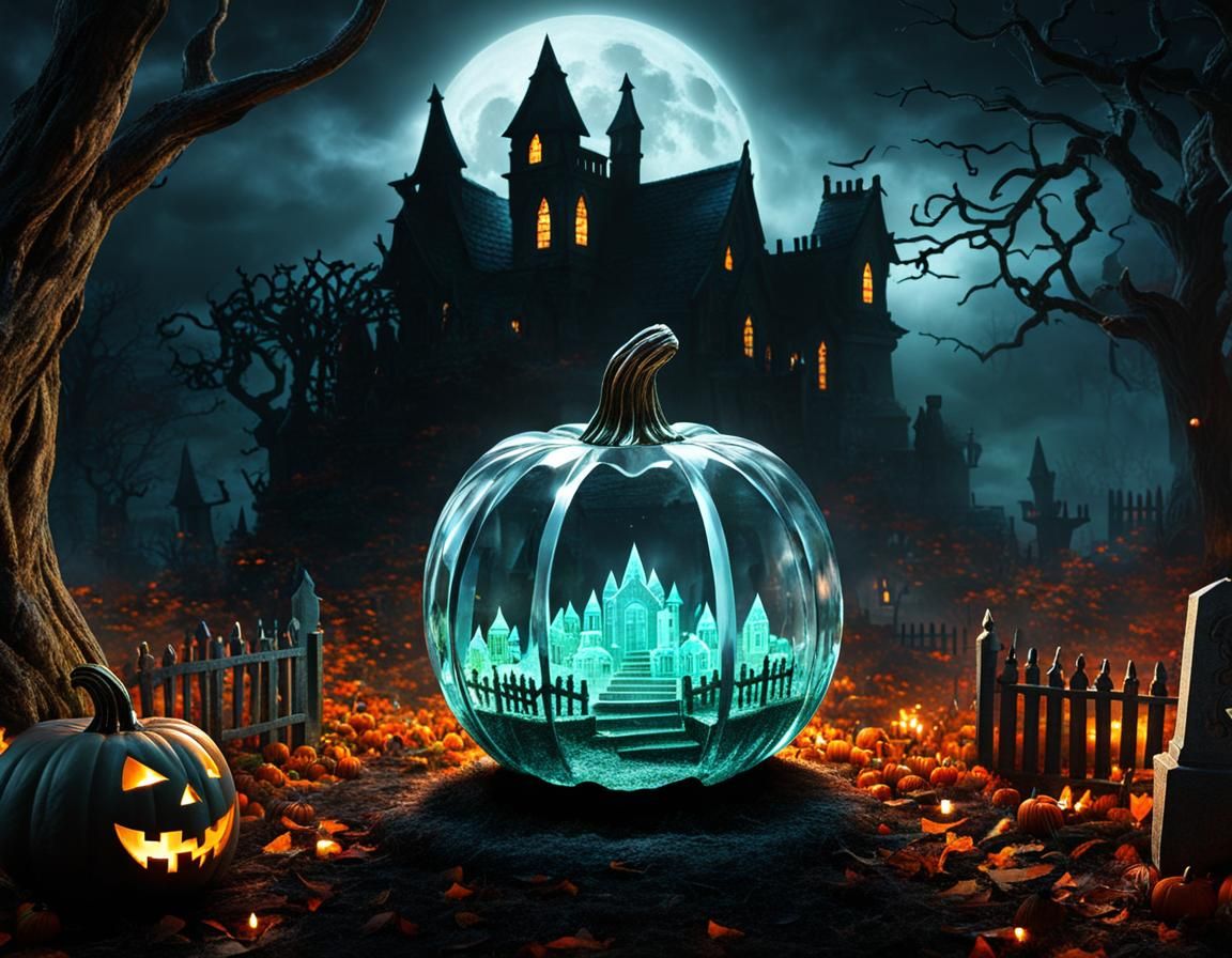 Crystal Pumpkin Reveals Haunted Graveyard