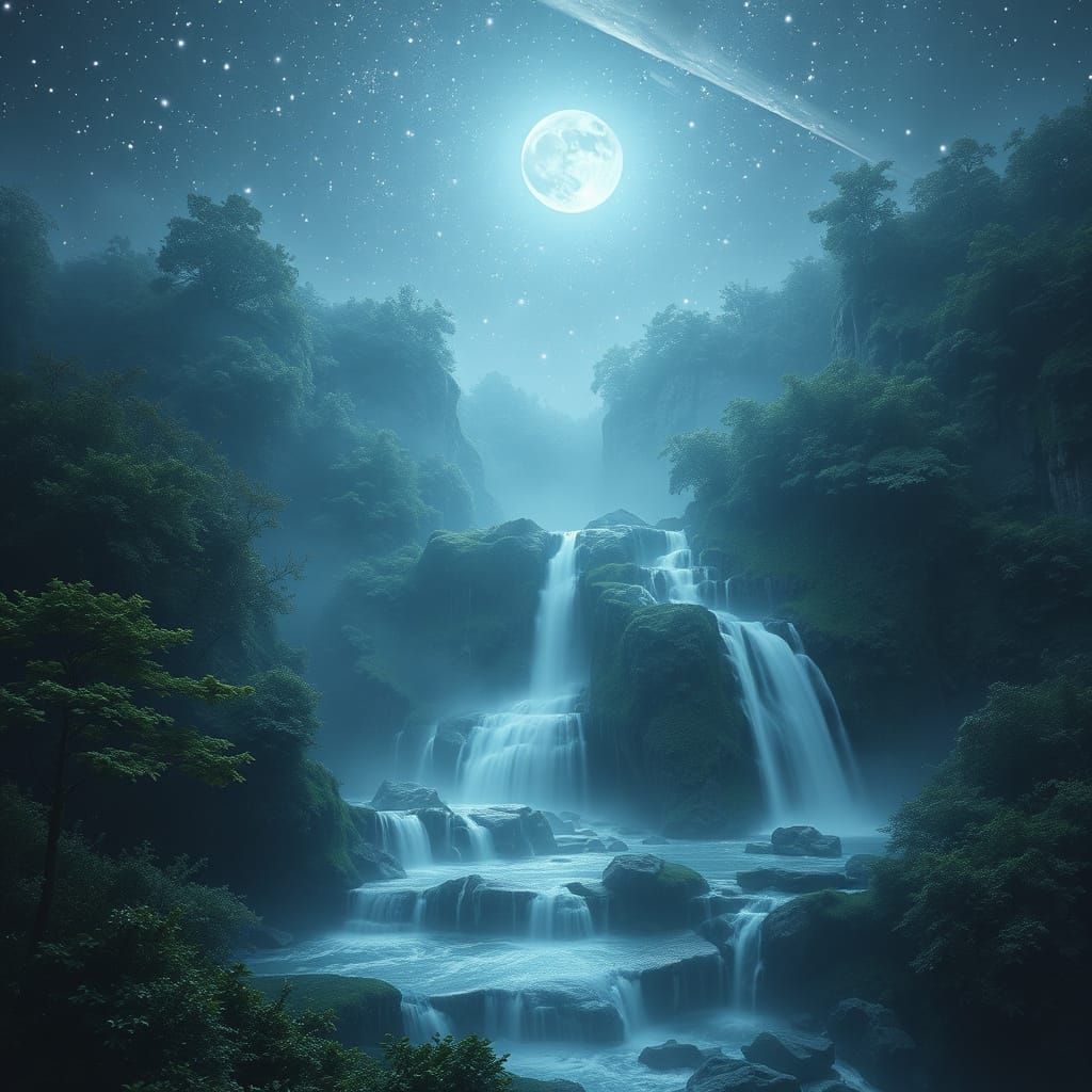 Ethereal Goddess in Shimmering White Night Fantasy