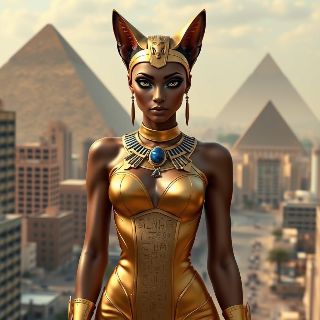 Goddess Bastet as Modern Fashion Model