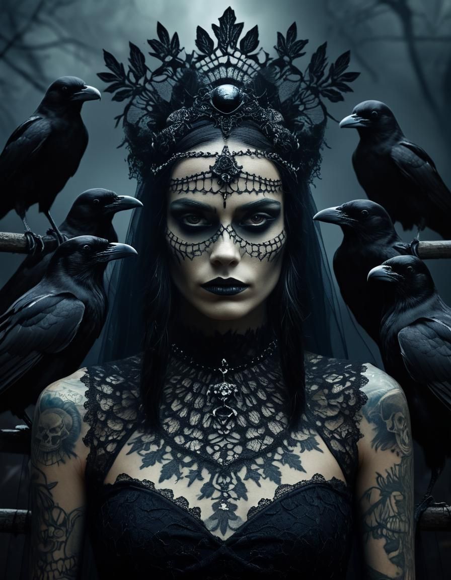 Dark Fantasy Queen Portrait with Face Tattoos