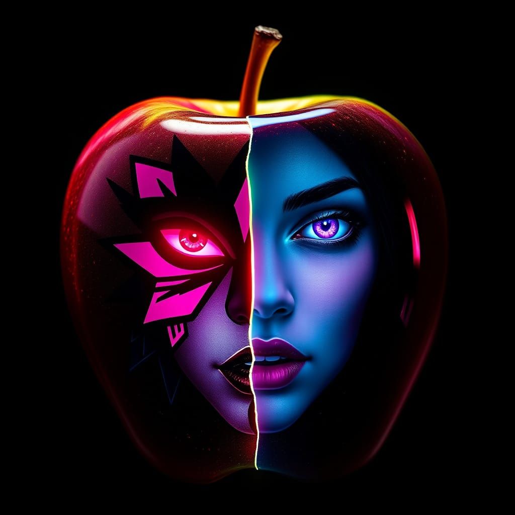 Ethereal Portrait of Duality in Crystal Apple