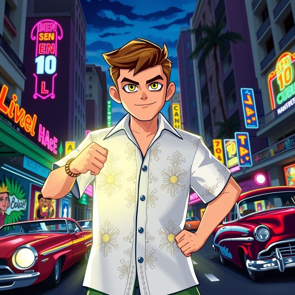 Heroic Ben 10 in Cuban Guayabera, Omnitrix Ablaze