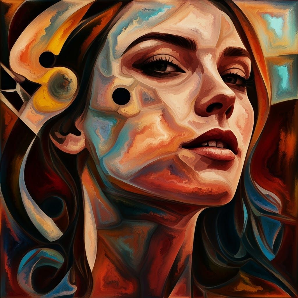 Vibrant Abstract Portrait in Geometric Style
