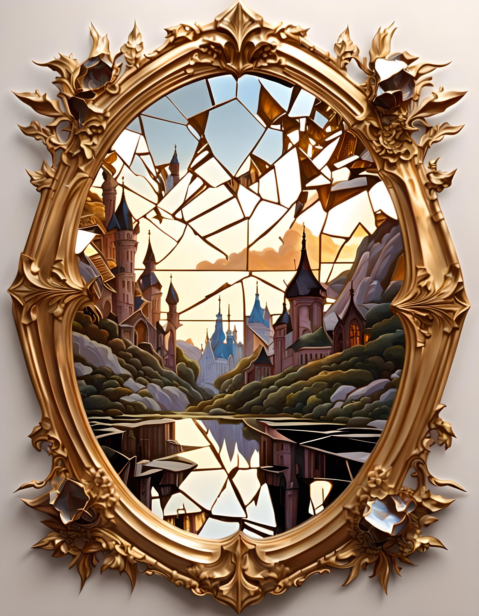 Shattered Mirror Reflects Fantasy Landscape
