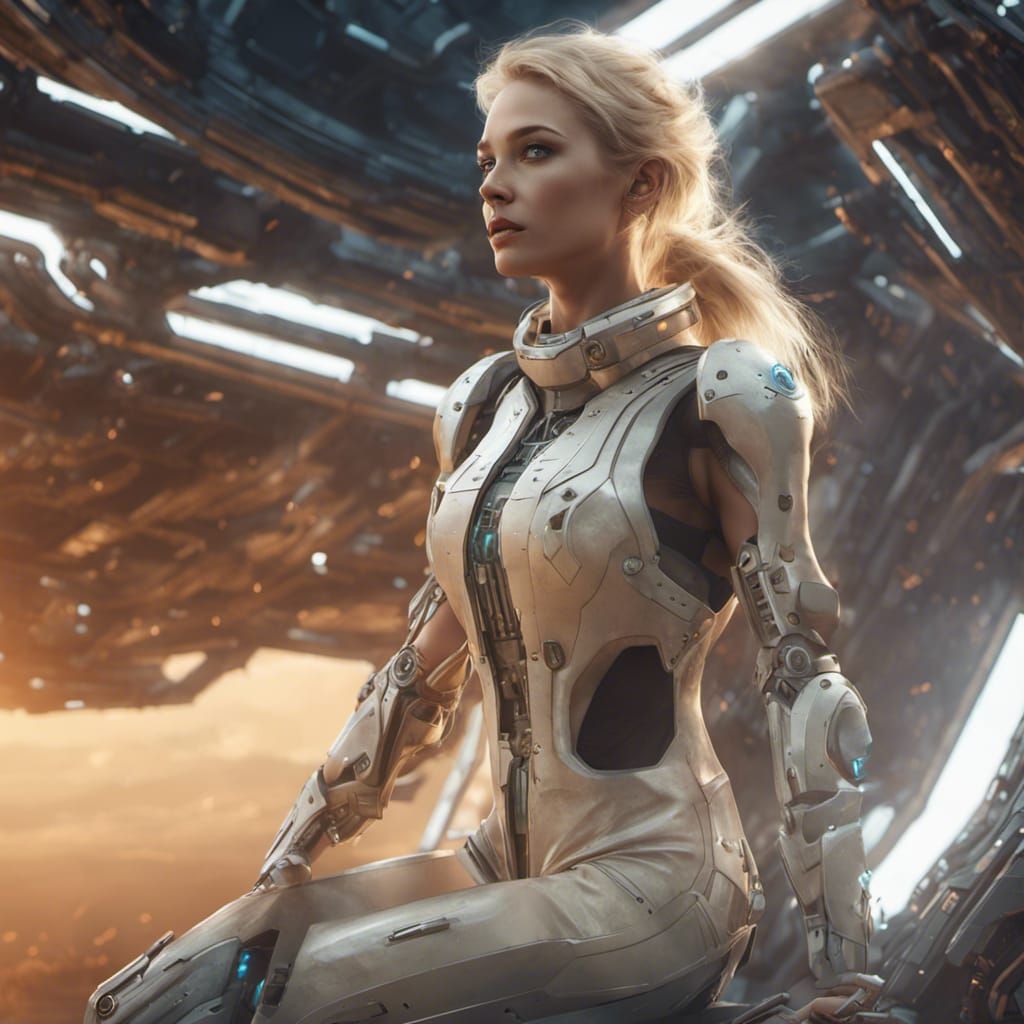 Futuristic Archeologist on Spaceship: Sci-Fi Digital Art